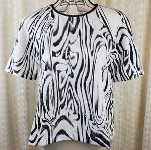 Suboo Tanzania Wood Grain Boxy Crop Top Black White Size 6
